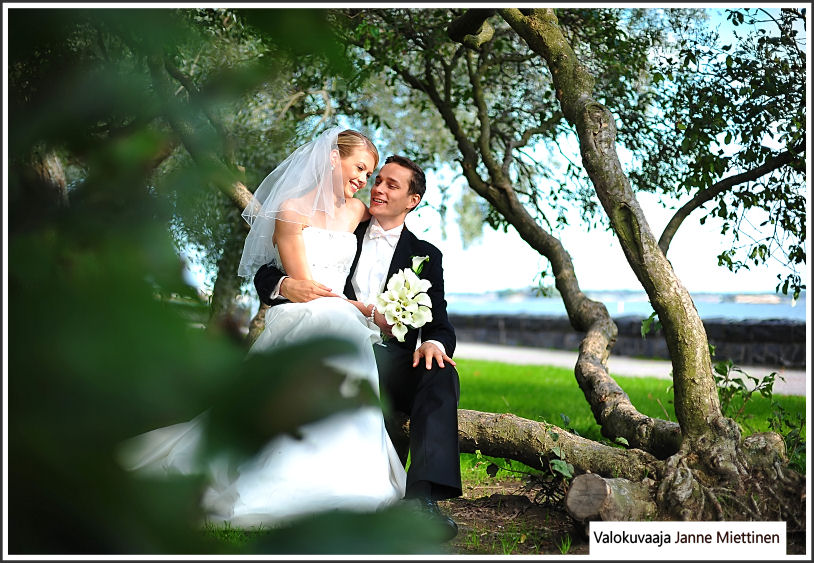 Kaivopuistossa otettu hääkuva